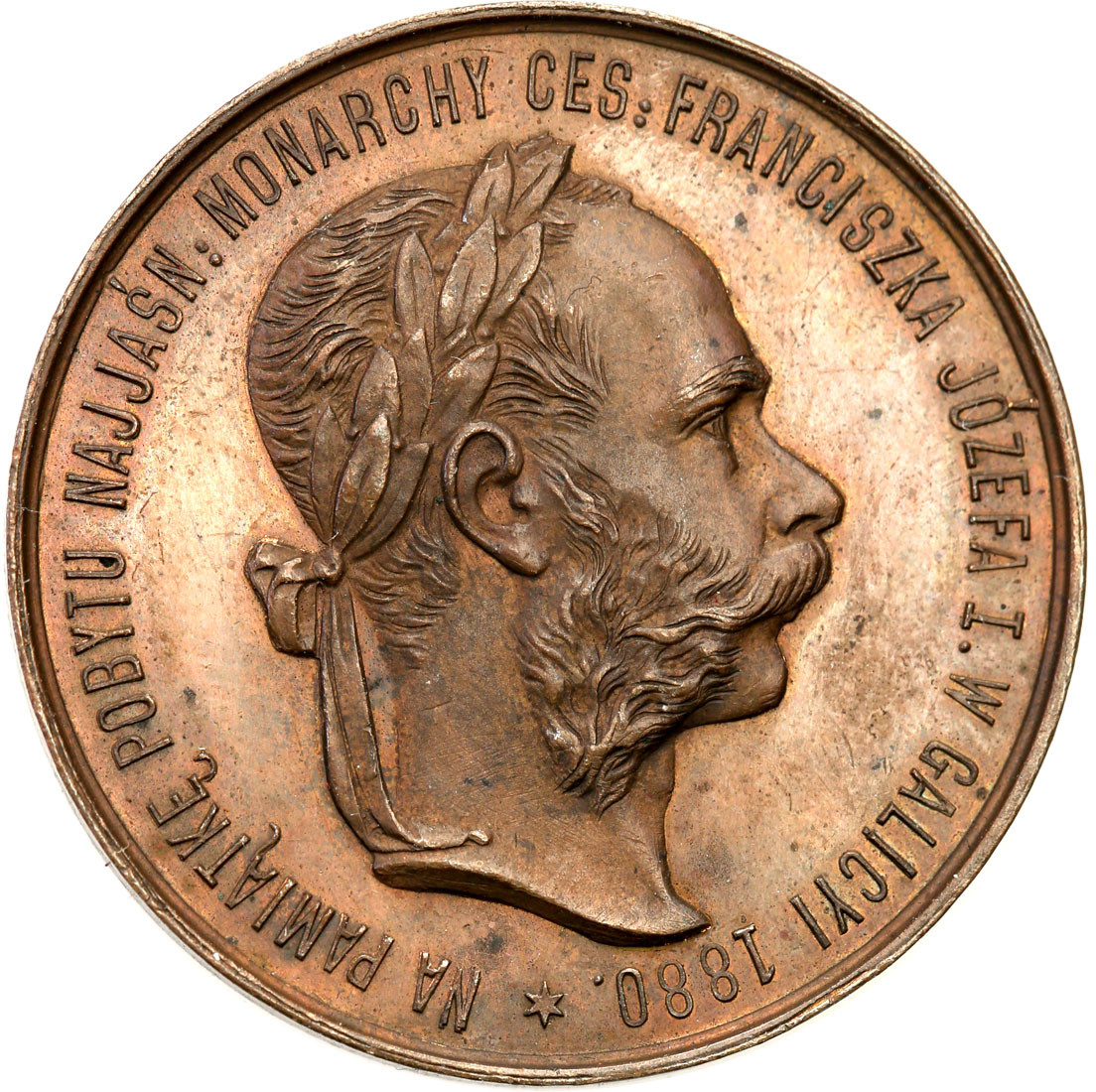 Polska pod zaborami. Medal 1880 Franciszek Józef w Galicji, brąz